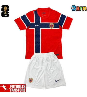 Norge Hemmatröja Barn VM 2026 Kortärmad (+ Korta byxor)